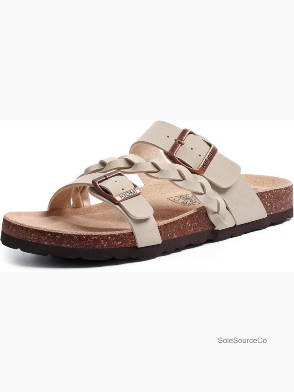Women's Cork Footbed Slide Sandals with Arch Support Adjustable Buckle